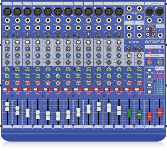 Midas DM16 16 Input Analogue Live and Studio Mixer with Midas Microphone Preamplifiers